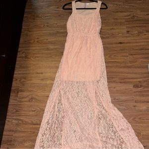 Light Pink Lace Floor Length Dress Size Medium